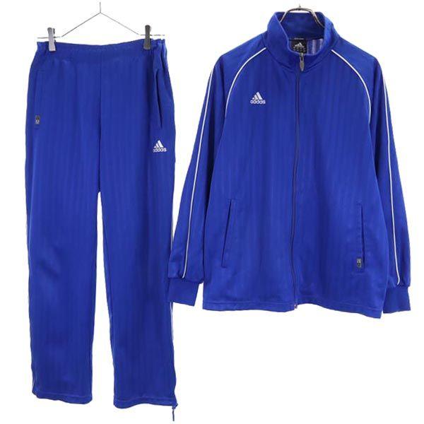 アディダス ロゴ刺繍 ジャージ 上下 セットアップ M 青系 adidas