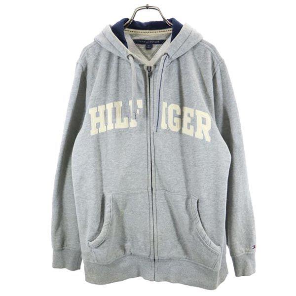 トミーヒルフィガー ロゴ刺繍 ジップパーカー M グレー TOMMY HILFIGER