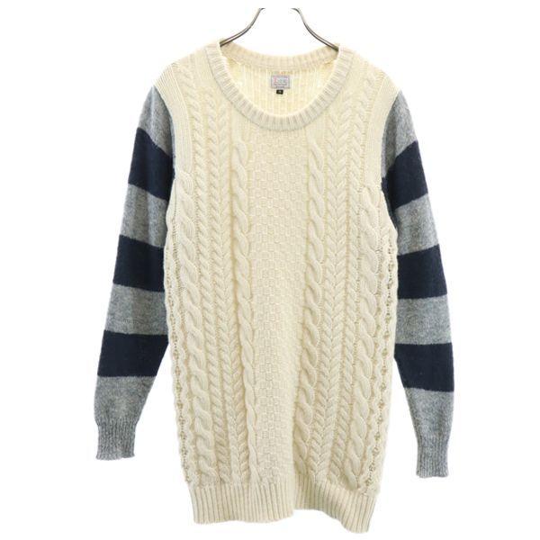 リー ケーブル ニット S オフホワイト グレー Lee ウールブレンド 長袖 セーター メンズ 古着 1223 Fre 8472 Mse Big 2nd 通販 Yahoo ショッピング