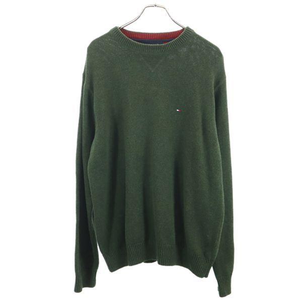 トミーヒルフィガー コットン ニット セーター L 緑 Tommy Hilfiger ワンポイントロゴ刺繍 メンズ 古着 0919 Pd Fre 872 Mse Big 2nd 通販 Yahoo ショッピング