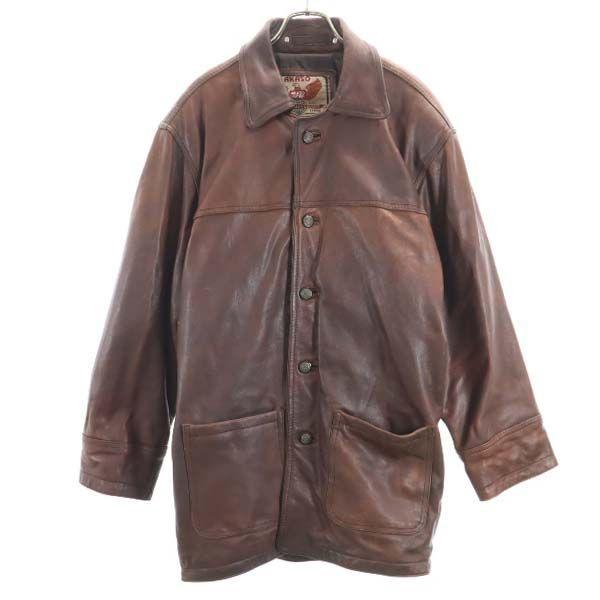 レザージャケット S 茶 Akaso Leather 本革 ハーフコート メンズ 古着 Fre 9367 Mlj Big 2nd 通販 Yahoo ショッピング