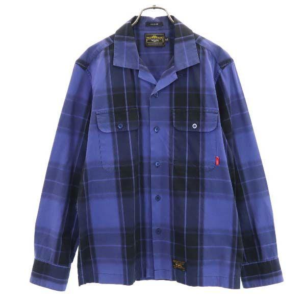 ダブルタップス 開襟 チェック 長袖 シャツ M 青ｘ黒 Wtaps オープンカラー メンズ 古着 メール便可 Is Fre 101 Mls Big 2nd 通販 Yahoo ショッピング