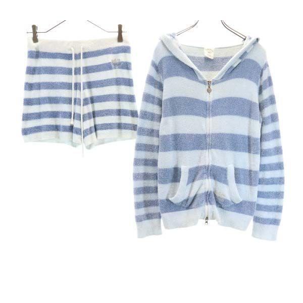 ジェラートピケ ボーダー ニット ジップ パーカー セットアップ 上下 F