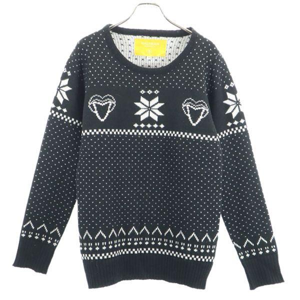 ハーフマン ニット ノルディック柄 セーター S 黒 白 Halfman 雪柄 メンズ 古着 1030 Ja Fre 3613 Mse Big 2nd 通販 Yahoo ショッピング