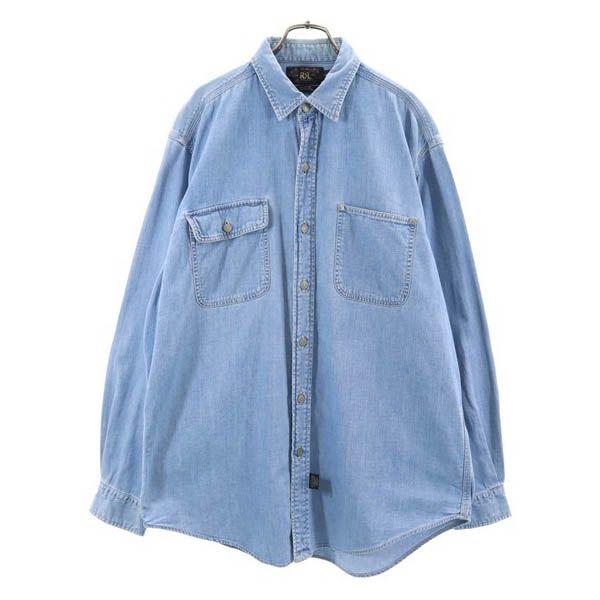 RRL 90s 初期黒タグ 赤三ツ星 モーリシャス製 長袖 デニムシャツ L