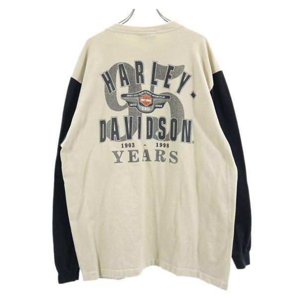 ハーレーダビッドソン USA製 バックプリント 長袖 Tシャツ M ベージュ