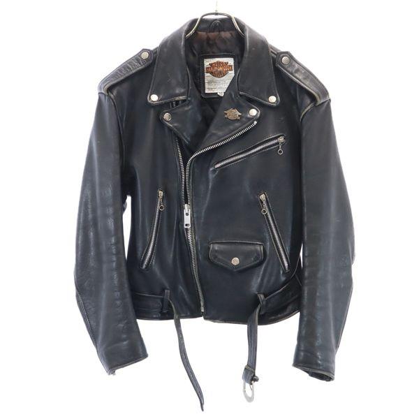 ハーレーダビッドソン レザー ダブル ライダースジャケット 38 黒 Harley Davidson レザージャケット 本皮革 メンズ 古着 1213 Ja Fre 7784 Mlj Big 2nd 通販 Yahoo ショッピング