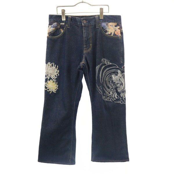 和柄 切替 刺繍 入り デニム パンツ 79 鯉 菊 ジーパン ジーンズ メンズ 0217 Pdown Lng 2869 Mje Big 2nd 通販 Yahoo ショッピング