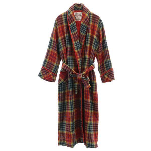 ガウン チェック柄 コート 赤系 Gown ルームウェア 部屋着 レディース 古着 1210 Nag 2177 Wco Big 2nd 通販 Yahoo ショッピング
