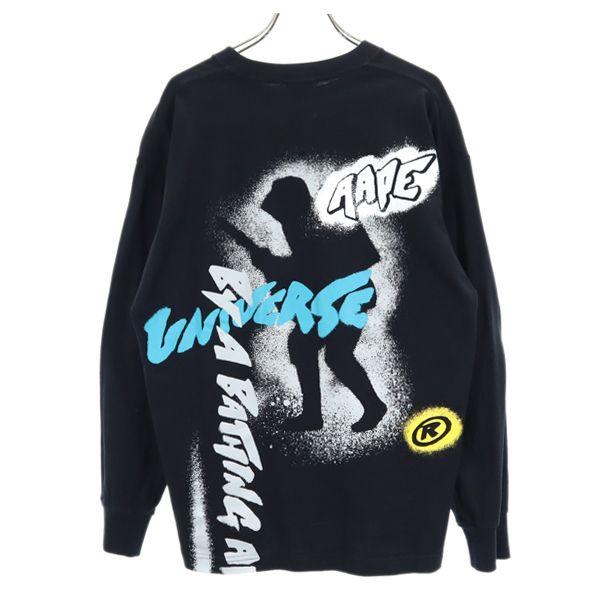 アベイシングエイプ バックプリント 長袖 Tシャツ S ブラック系 A