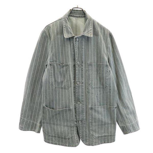 オゾンロックス 日本製 ストライプ デニムジャケット L グレー系 OZONE