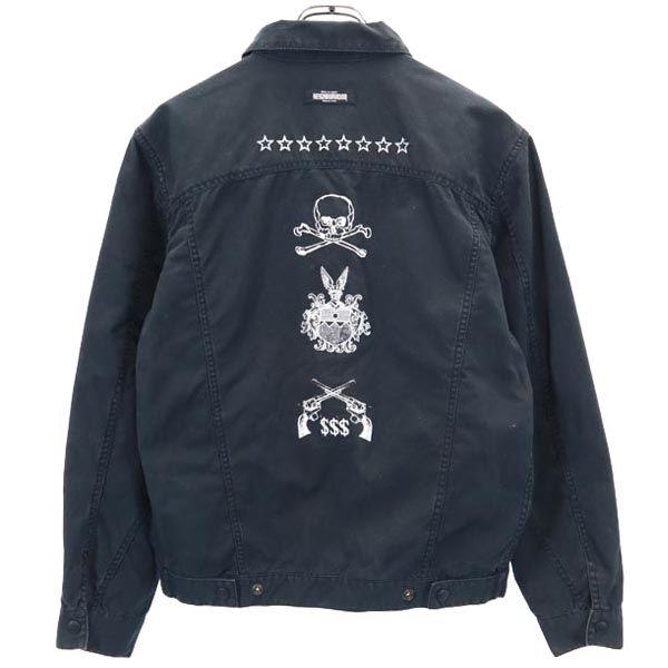 ネイバーフッド コットン バック スカル プリント ジャケット US S 紺
