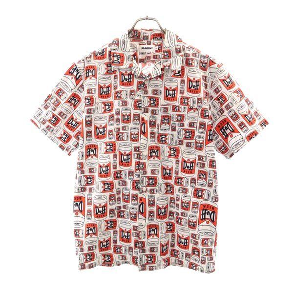 エクストララージ オープンカラー 総柄 半袖 シャツ M グレー系 XLARGE