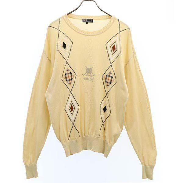 ダックス ゴルフ コットン セーター M Daks Golf アーガイル ロゴ 刺繍 長袖 ニット ベージュ メンズ 0305 Top Mse Big 2nd 通販 Yahoo ショッピング