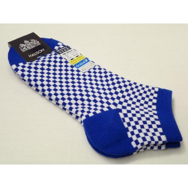 HALISON スニーカーソックス チェック 11450-VZ BU/WH スカイブルー/白 ハリソン  big-b