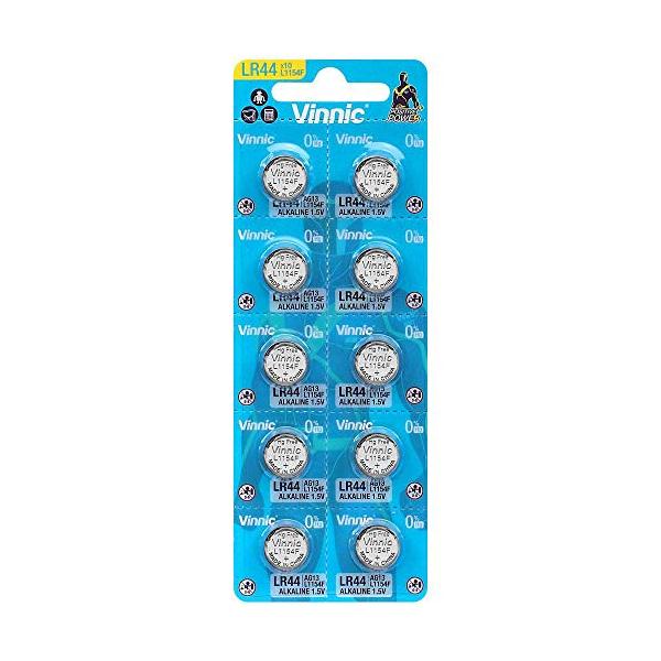 他サイト： Vinnic LR44 アルカリボタン電池 10個入シート 1.5V 水銀0% 【A76 / AG13 / 357 / L1154F互換】の商品画像