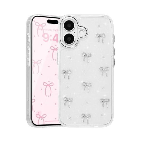 対応 iPhone 17 ケース 可愛い キラキラ リボン スマホケース 対応 iPhone 17 おしゃれ 韓国 人気 TPU カバー ワイヤレス充電対応 女子向け いphone1