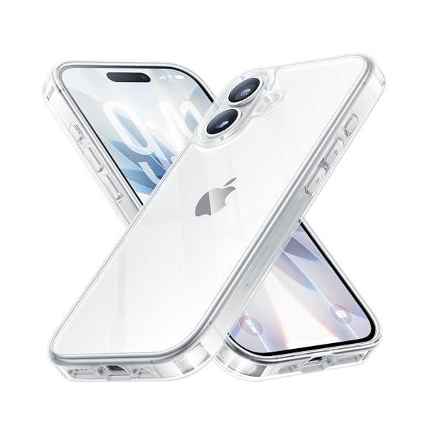 NIMASO iPhone 17 用 ケース クリア 背面 強化ガラス 9H硬度 米軍MIL規格 SGS認証 耐衝撃 傷つけ防止 透明 薄型 バンパー 黄変防止 ワイヤレス充電対