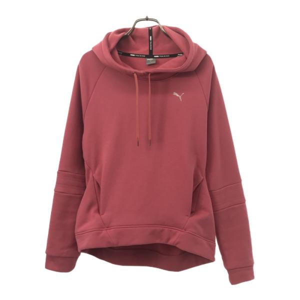 PUMA プーマ 長袖 スウェットパーカー S ピンク トレーニング 裏起毛 プルオーバー トレーナー レディース 古着 中古