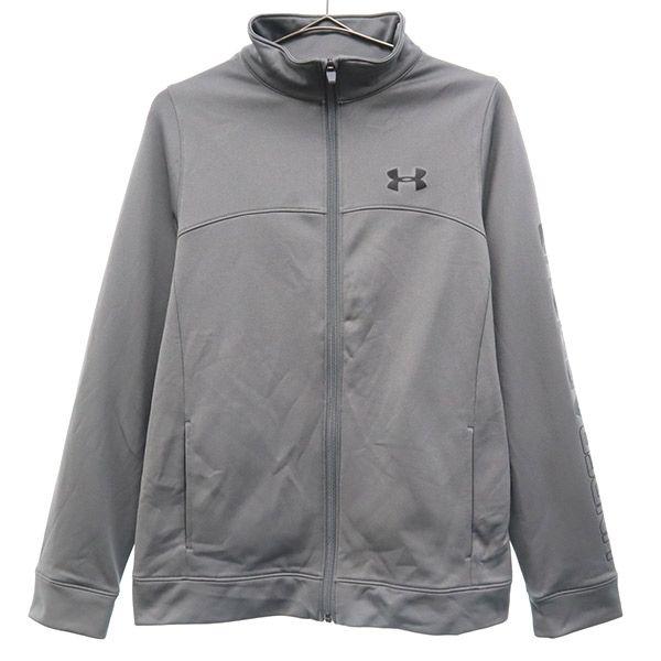 UNDER ARMOUR アンダーアーマー ワンポイントプリント トレーニング ジャージジャケット YXL グレー スポーツ キッズ 古着 中古