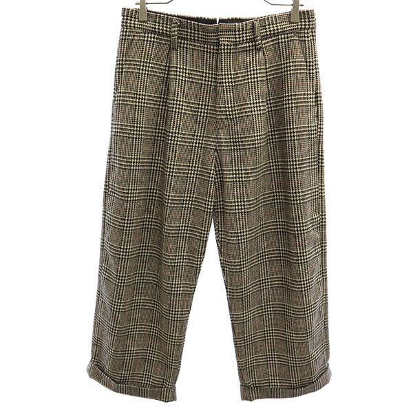URBAN RESEARCH アーバンリサーチ ウールブレンド グレン チェック トラウザー ワイドパンツ M ブラック系 メンズ 古着 中古