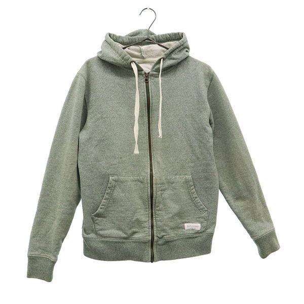 SATURDAYS SURF NYC サタデーズサーフニューヨーク ワッペン ジップパーカー X-SMALL グリーン メンズ 古着 中古
