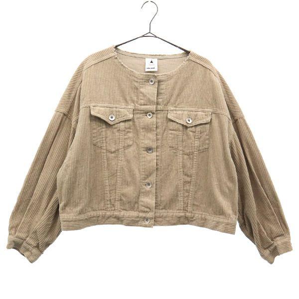 niko and... ニコアンド ノーカラー コーデュロイジャケット ベージュ レディース 古着 中古