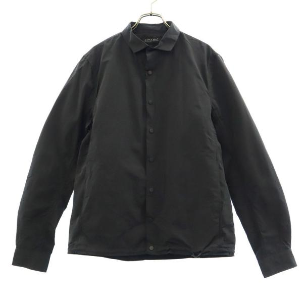 ZARA MAN ザラマン プリント シャツジャケット S ブラック メンズ 古着 中古