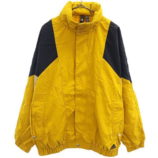 adidas（アディダス） 総柄 ナイロンジャケット S イエロー×ブラック