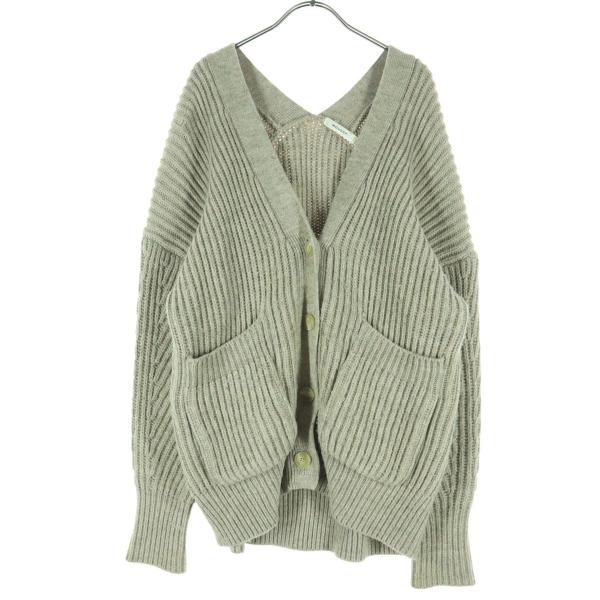 MOUSSY マウジー 長袖 Vネック カーディガン F ブラウン レディース 古着 中古