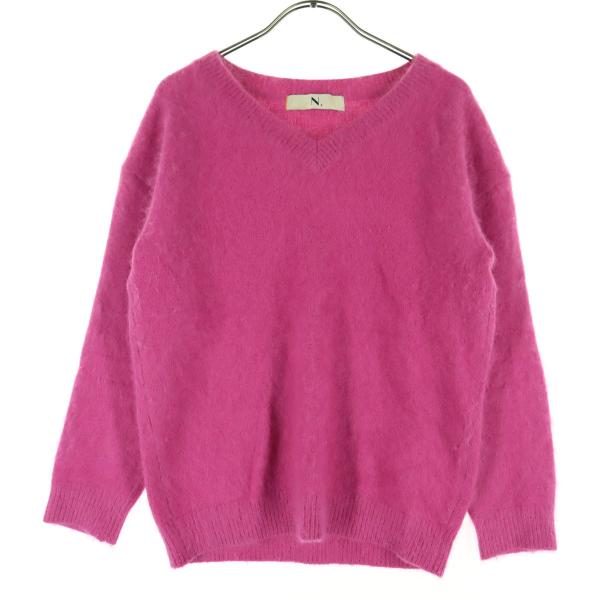 Ｎ． エヌドット 長袖 シャギー ニット M ピンク レディース 古着 中古