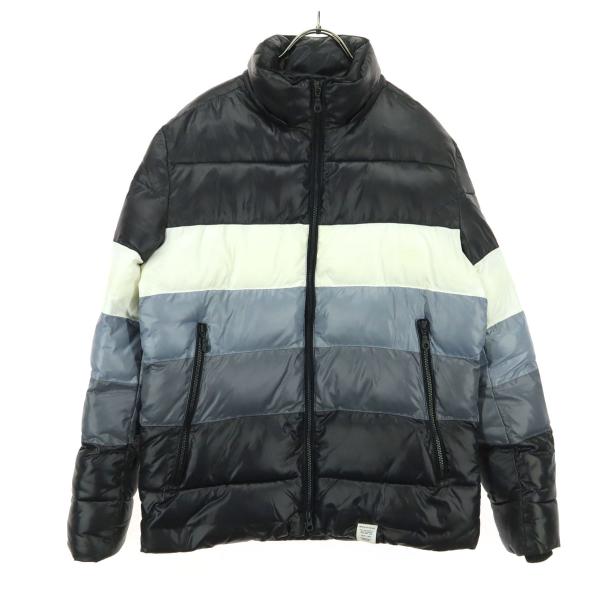AZUL by moussy アズールバイマウジー ボーダー 中綿ジャケット M ブラック系 メンズ 古着 中古