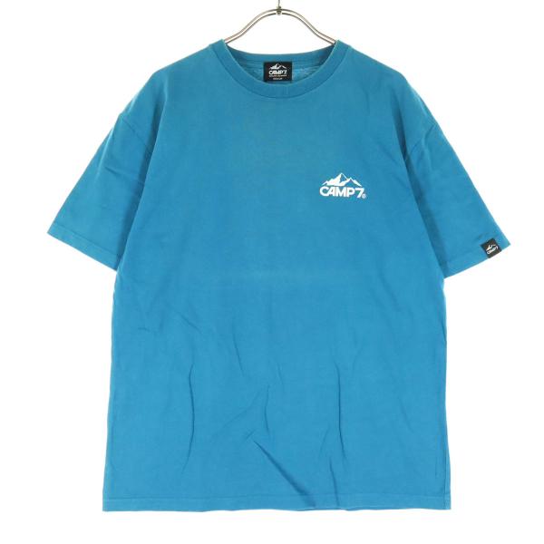 CAMP7 キャンプセブン バックビッグプリント 半袖 ロゴプリント Tシャツ M ブルー メンズ 古着 中古
