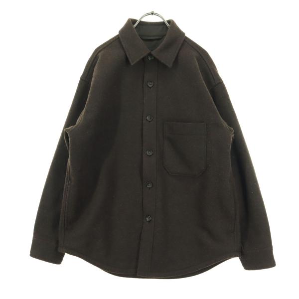 UNIQLO ユニクロ 長袖 胸ポケット シャツジャケット M ブラウン メンズ 古着 中古