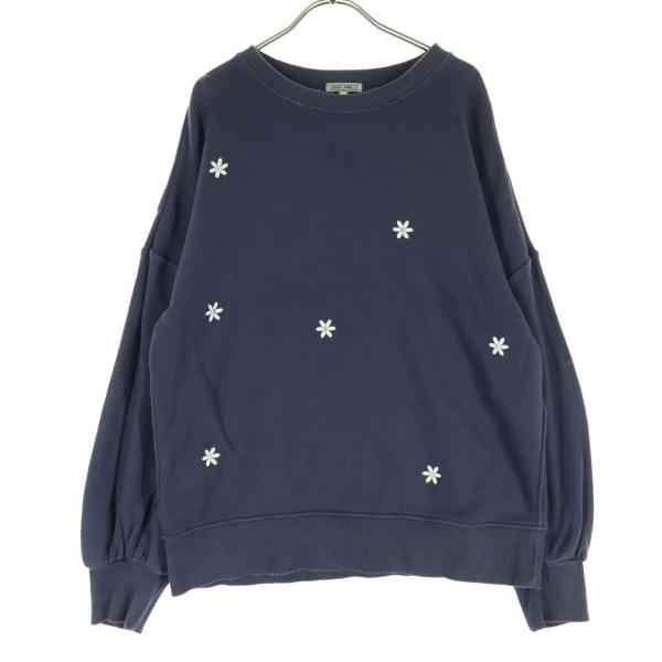 niko and... ニコアンド 刺繍 長袖 スウェット Long ネイビー レディース 古着 中古