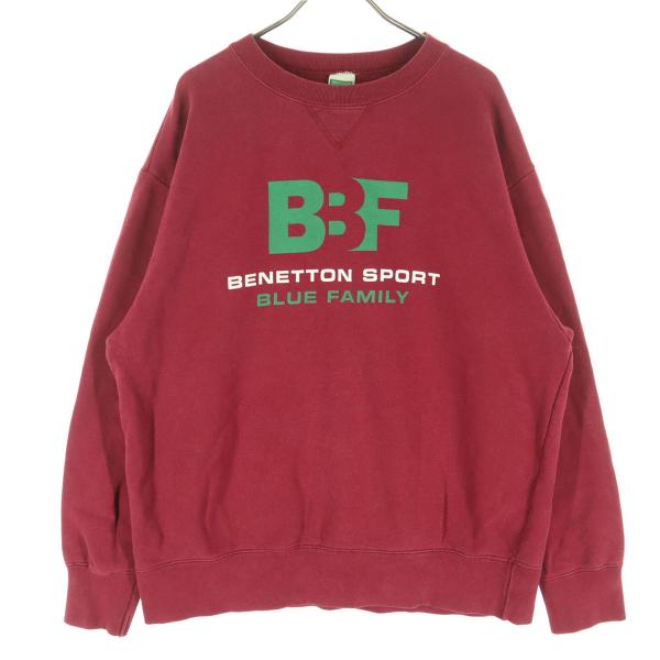 UNITED COLORS OF BENETTON ユナイテッドカラーズオブベネトン イタリー製 長袖 スウェット M レッド メンズ 古着 中古