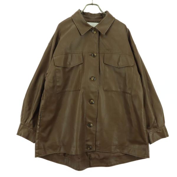 Who's Who Chico フーズフーチコ 長袖 フェイク シングル レザージャケット F ブラウン レディース 古着 中古