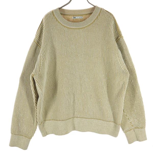 ZARA ザラ 長袖 ニット L ベージュ メンズ 古着 中古