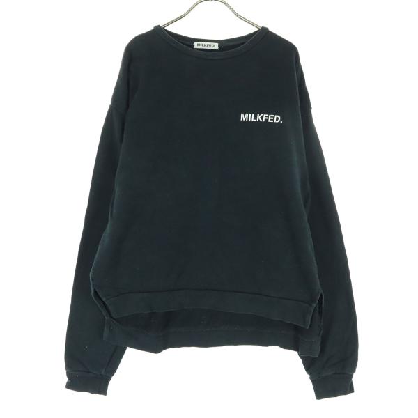 MILKFED. ミルクフェド プリント 長袖 トレーナー F ブラック スウェット レディース 古着 中古