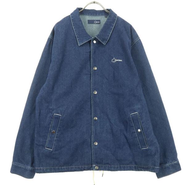 LOGOS DAYS ロゴスデイズ ロゴ刺繍 長袖 デニム コーチジャケット LL ブルー系 メンズ 古着 中古