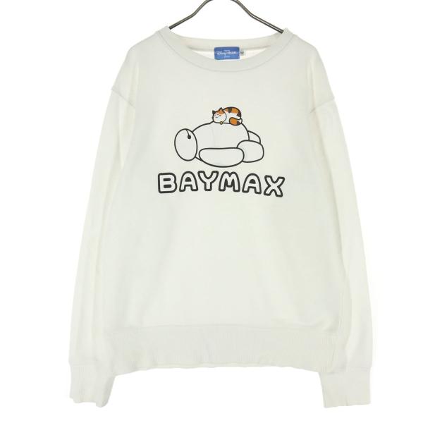 TOKYO Disney RESORT トーキョーディズニーリゾート BAYMAX キャラクタープリント 長袖 トレーナー Ｍ ホワイト スウェット ベイマックス レディース 古着 中古
