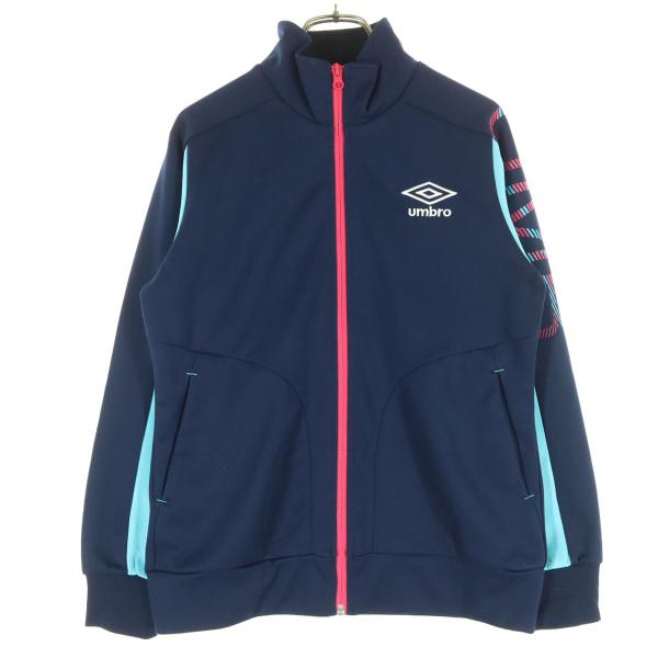 umbro アンブロ ワンポイントロゴ 長袖 トラックジャケット M ネイビー ジャージ レディース 古着 中古