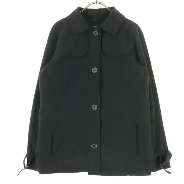 美品 LANDS' END ランズエンド 長袖 ナイロン ステンカラーコート M ブラック レディース 古着 中古