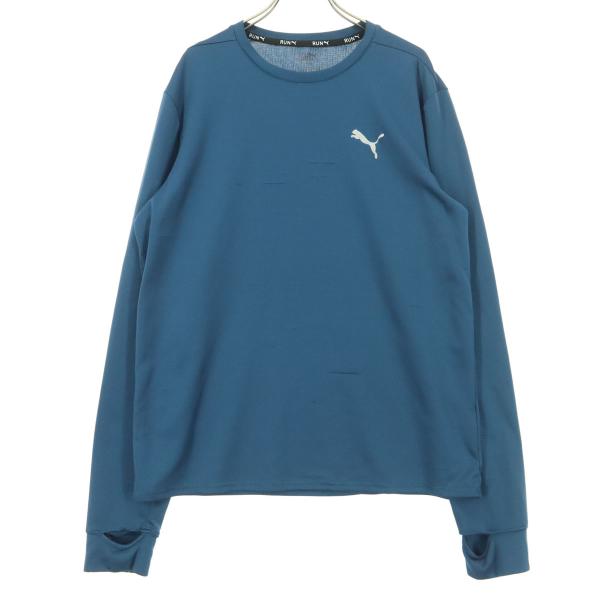PUMA プーマ ワンポイントロゴ 長袖 Tシャツ L ブルー ロンT メンズ 古着 中古