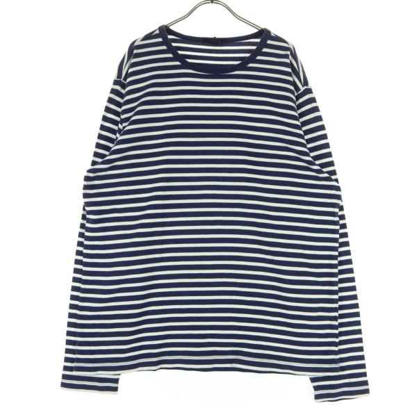 GAP ギャップ コットン バイカラー ボーダー柄 長袖 カットソー XL ネイビー メンズ 古着 中古
