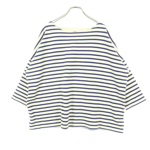 BEAMS HEART ビームスハート ボーダー柄 7分袖 カットソー オフホワイト系 レディース 古着 中古