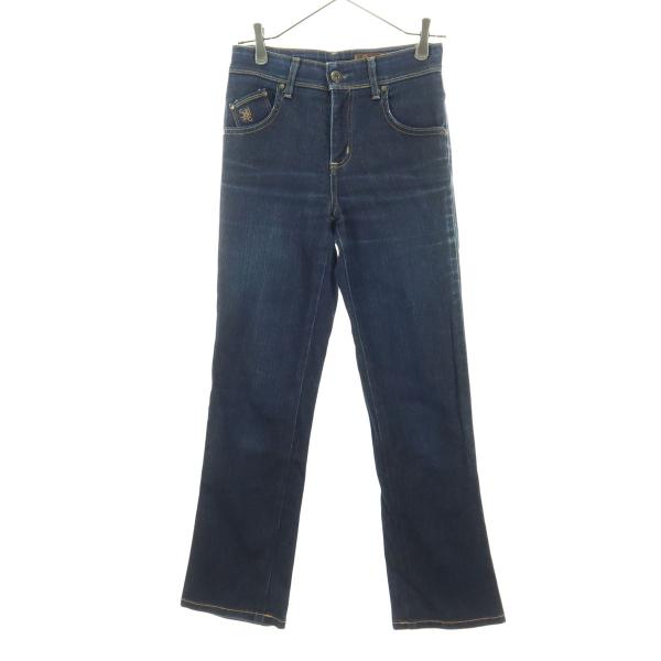 SOMETHING サムシング 日本製 ワンポイントロゴ デニムパンツ W27 ブルー系 レディース 古着 中古