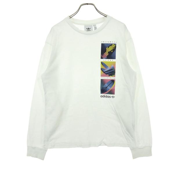 adidas アディダス トレフォイルロゴ 長袖 Tシャツ M アイボリー ロンT メンズ 古着 中古