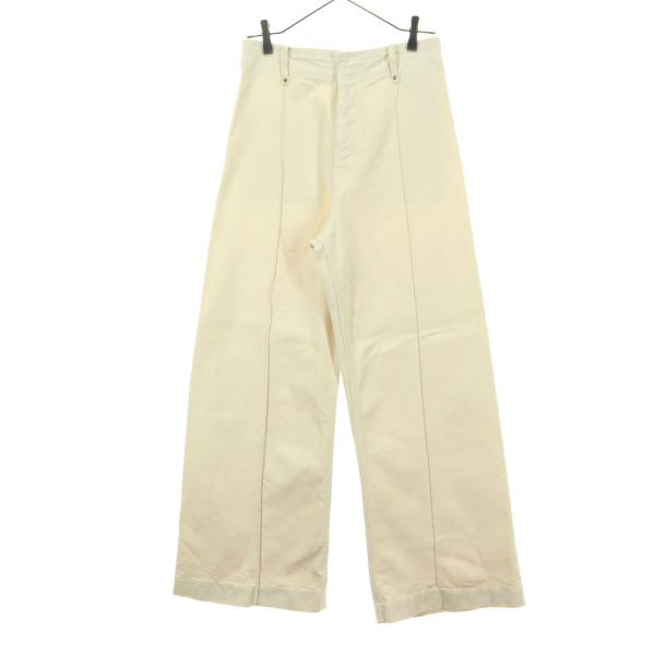 ZARA ザラ ワイドデニムパンツ 38 アイボリー系 レディース 古着 中古
