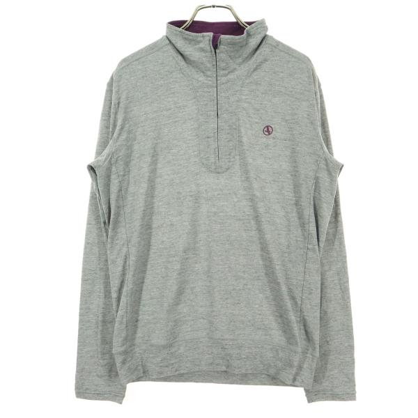 AIGLE エーグル 日本製 長袖 ハーフジップ Tシャツ S グレー ロンT メンズ 古着 中古